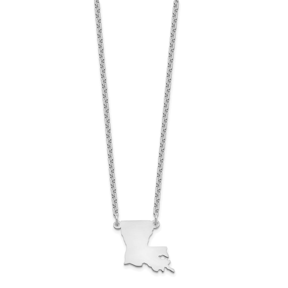 Sterling Silver/Rhodium-plated Louisiana State Necklace XNA706SS-LA