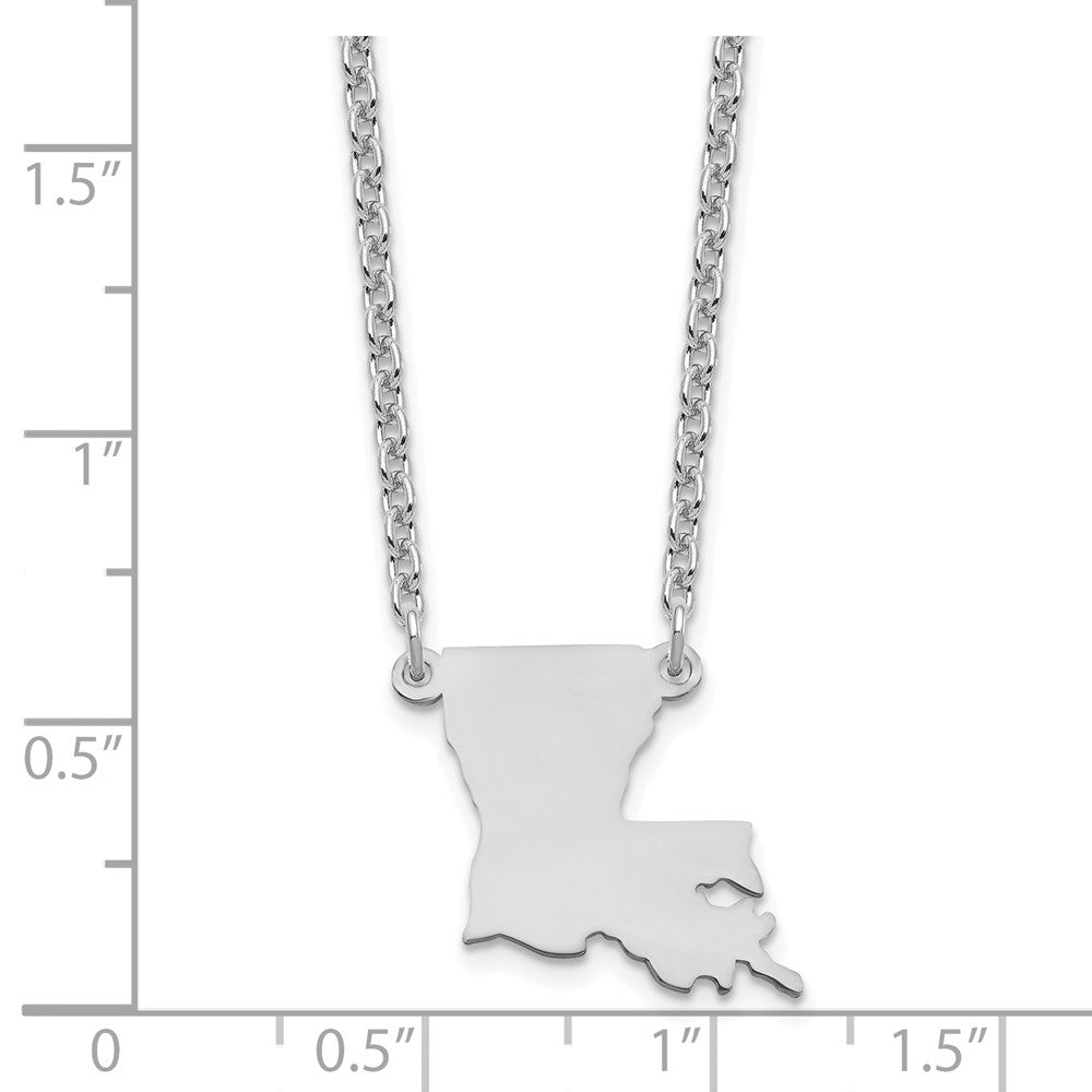 Sterling Silver/Rhodium-plated Louisiana State Necklace XNA706SS-LA