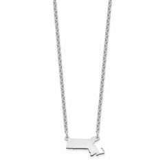 Sterling Silver/Rhodium-plated Massachusetts State Necklace XNA706SS-MA