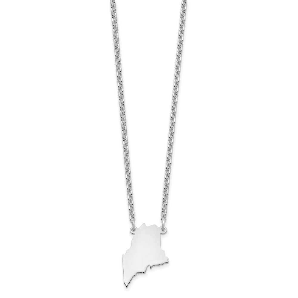 Sterling Silver/Rhodium-plated Maine State Necklace XNA706SS-ME