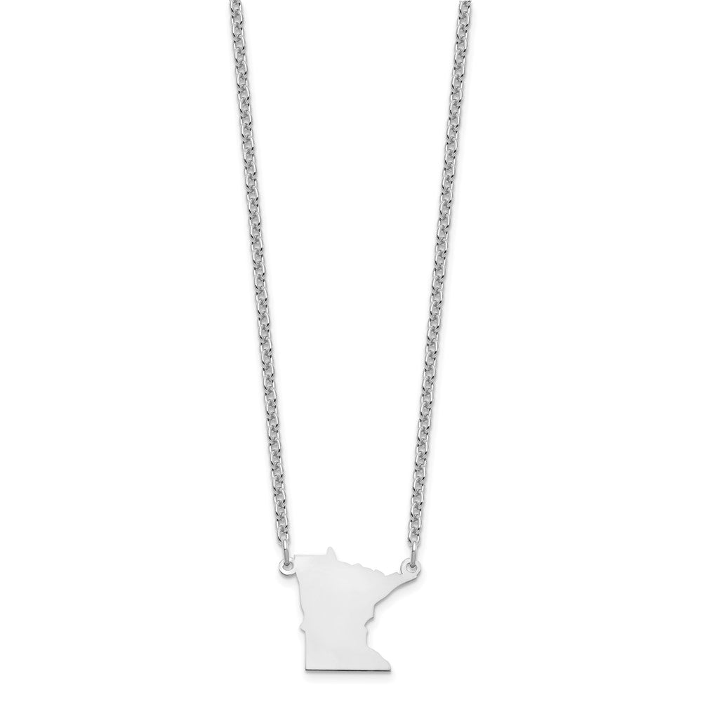 Sterling Silver/Rhodium-plated Minnesota State Necklace XNA706SS-MN