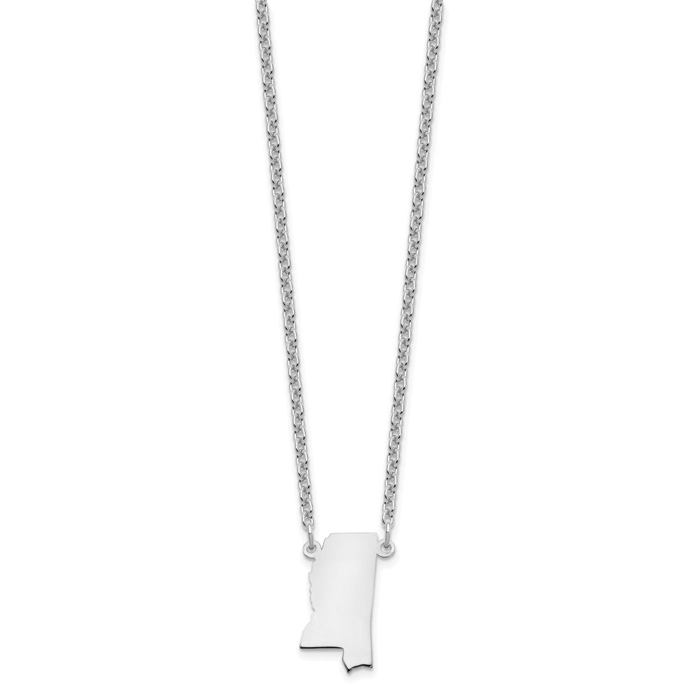 Sterling Silver/Rhodium-plated Mississippi State Necklace XNA706SS-MS