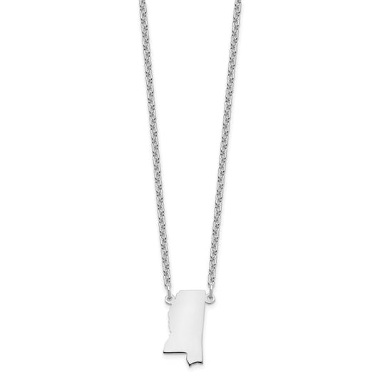 Sterling Silver/Rhodium-plated Mississippi State Necklace XNA706SS-MS
