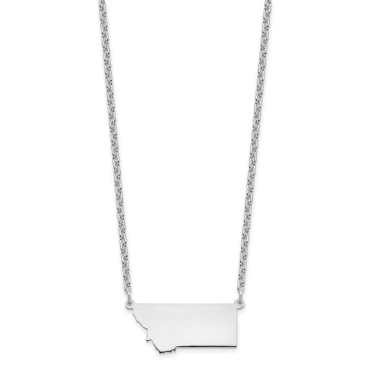 Sterling Silver/Rhodium-plated Montana State Necklace XNA706SS-MT