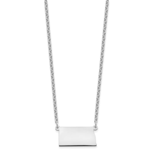 Sterling Silver/Rhodium-plated North Dakota State Necklace XNA706SS-ND