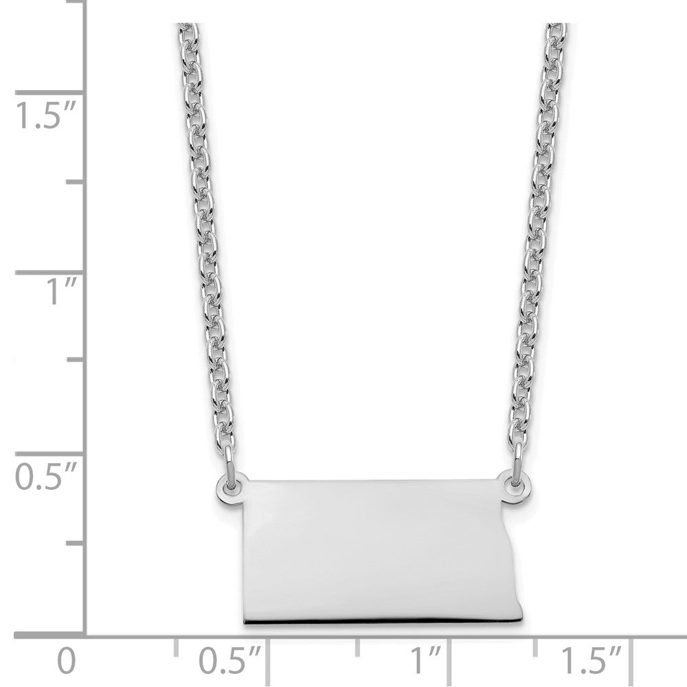 Sterling Silver/Rhodium-plated North Dakota State Necklace XNA706SS-ND