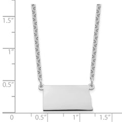 Sterling Silver/Rhodium-plated North Dakota State Necklace XNA706SS-ND