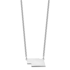 Sterling Silver/Rhodium-plated Nebraska State Necklace XNA706SS-NE
