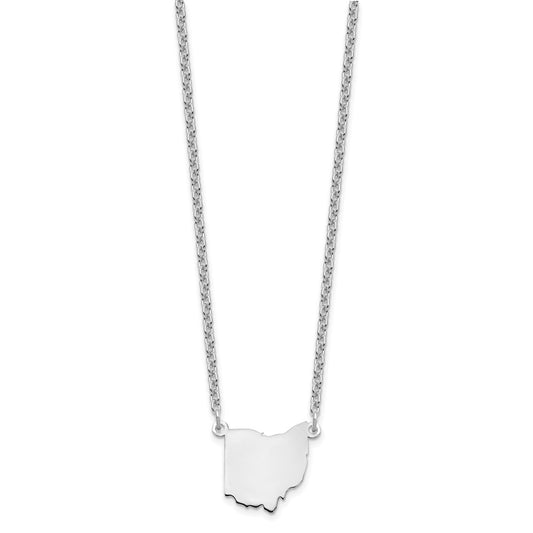 Sterling Silver/Rhodium-plated Ohio State Necklace XNA706SS-OH