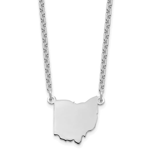 Sterling Silver/Rhodium-plated Ohio State Necklace XNA706SS-OH
