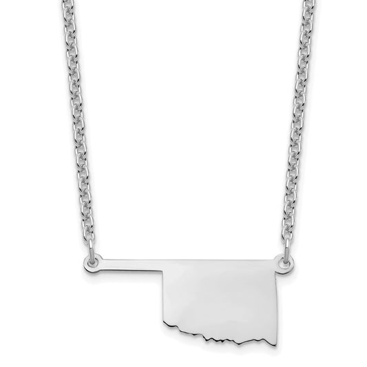 Sterling Silver/Rhodium-plated Oklahoma State Necklace XNA706SS-OK