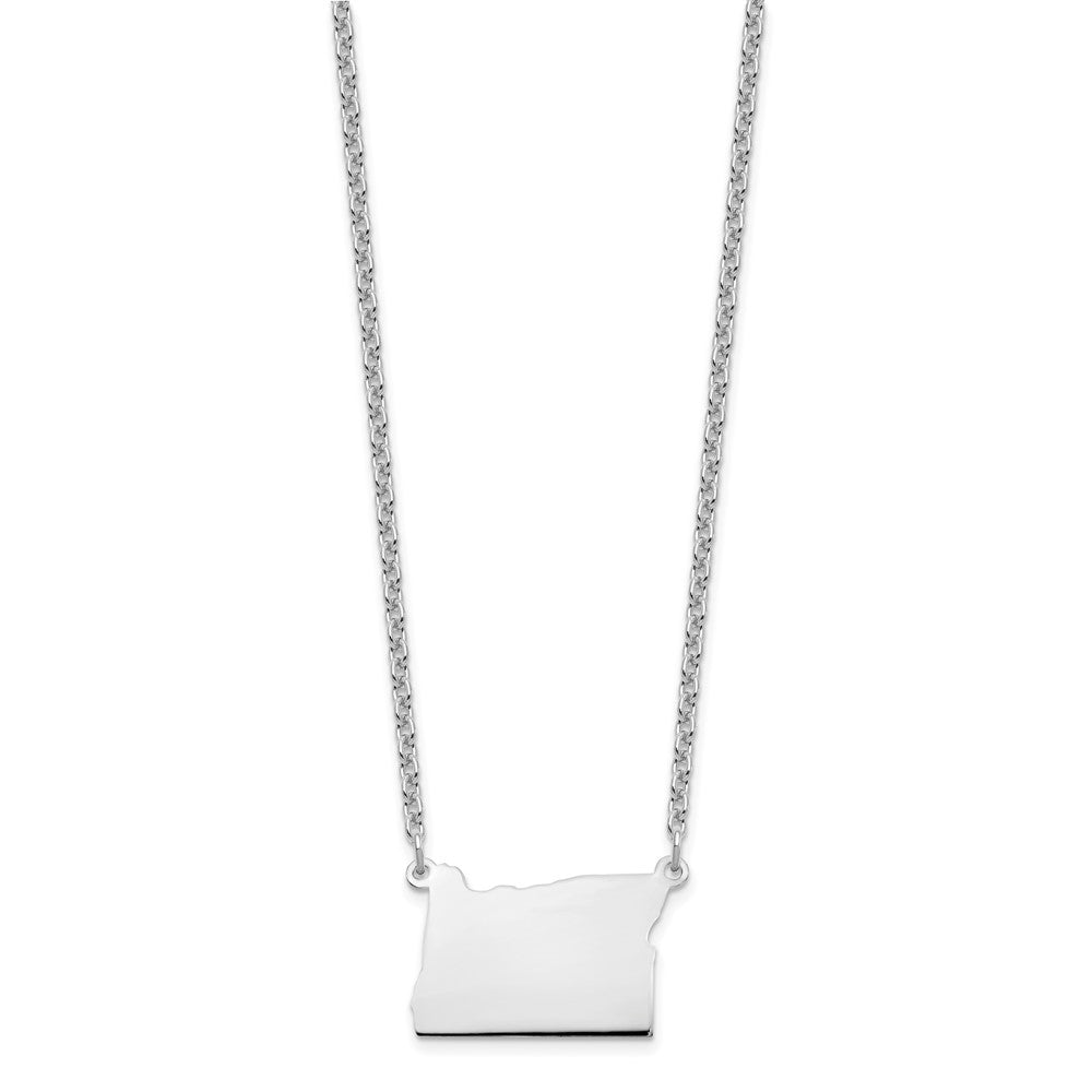 Sterling Silver/Rhodium-plated Oregon State Necklace XNA706SS-OR