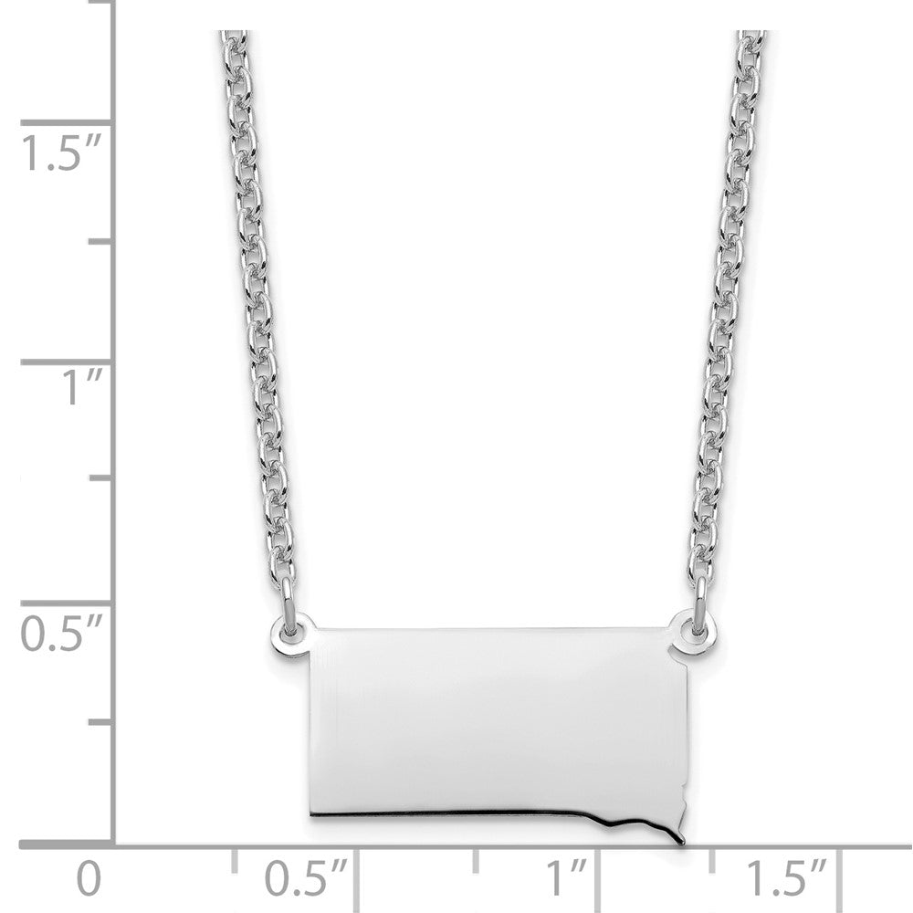 Sterling Silver/Rhodium-plated South Dakota State Necklace XNA706SS-SD