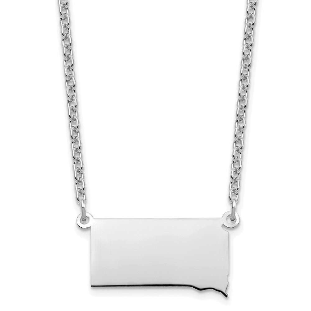 Sterling Silver/Rhodium-plated South Dakota State Necklace XNA706SS-SD