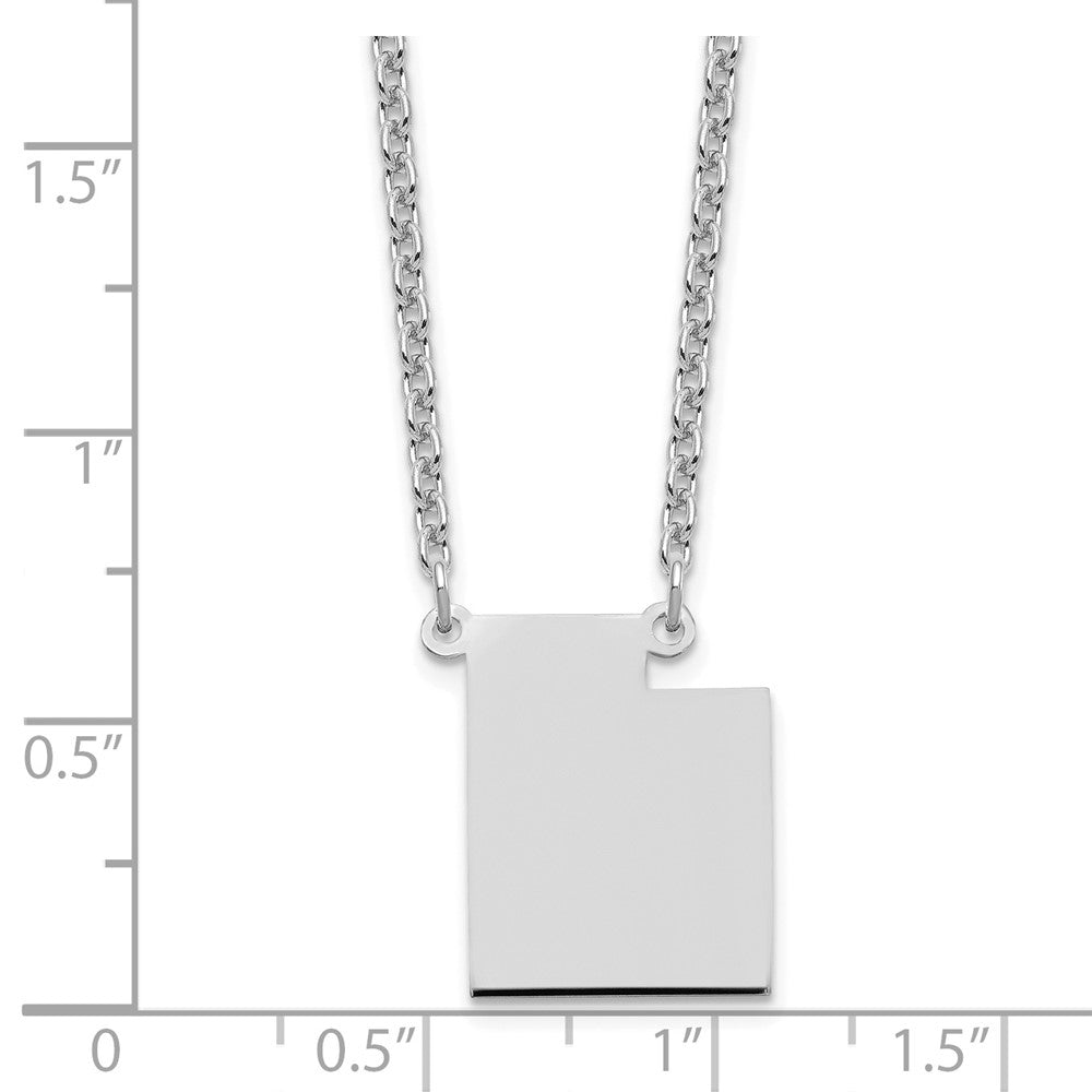 Sterling Silver/Rhodium-plated Utah State Necklace XNA706SS-UT