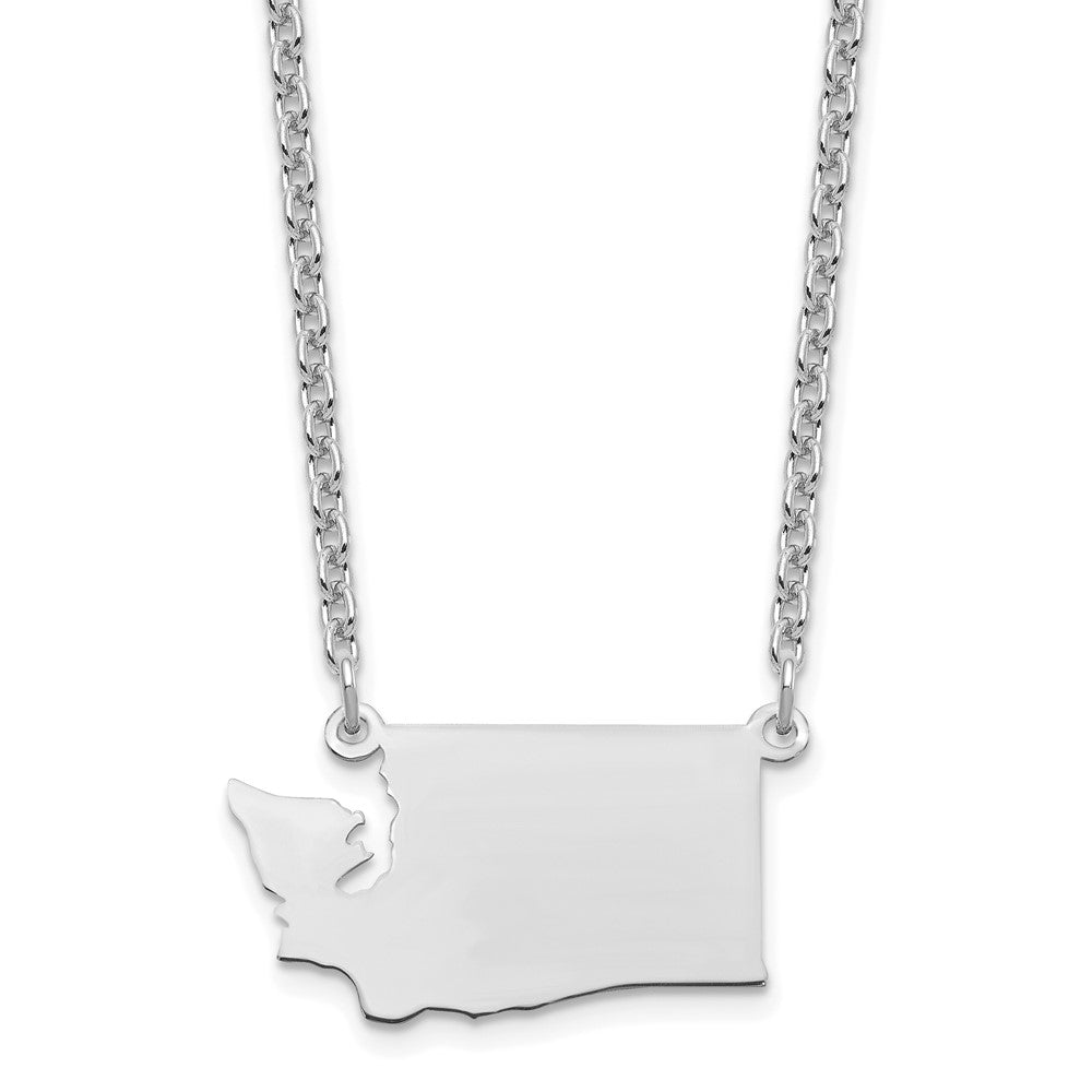Sterling Silver/Rhodium-plated Washington State Necklace XNA706SS-WA