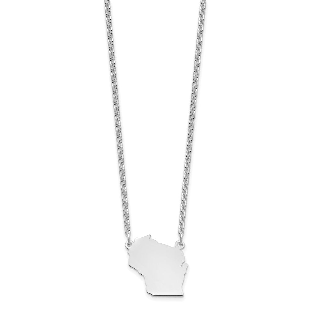 Sterling Silver/Rhodium-plated Wisconsin State Necklace XNA706SS-WI