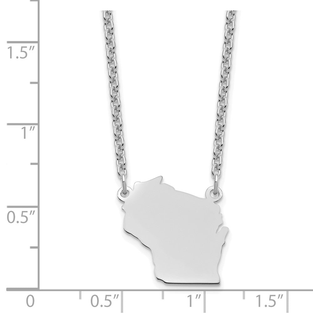 Sterling Silver/Rhodium-plated Wisconsin State Necklace XNA706SS-WI