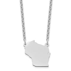 Sterling Silver/Rhodium-plated Wisconsin State Necklace XNA706SS-WI