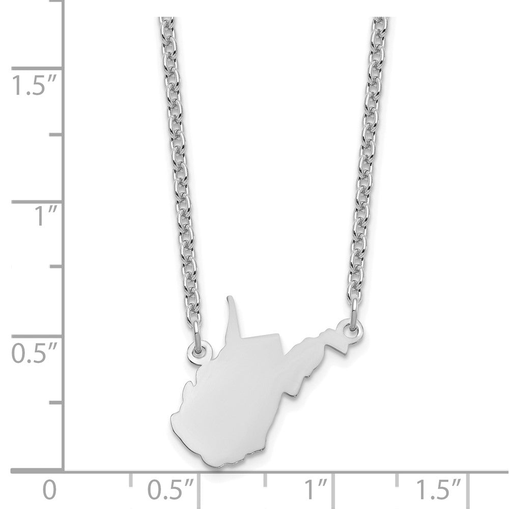 Sterling Silver/Rhodium-plated West Virginia State Necklace XNA706SS-WV