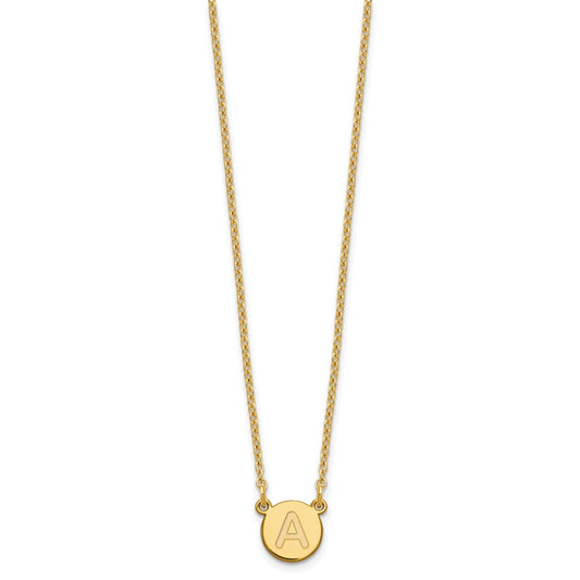 Sterling Silver Gold-plated Tiny Circle Block Letter A Initial Necklace XNA722GP_A