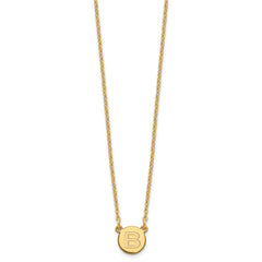 Sterling Silver Gold-plated Tiny Circle Block Letter B Initial Necklace XNA722GP_B