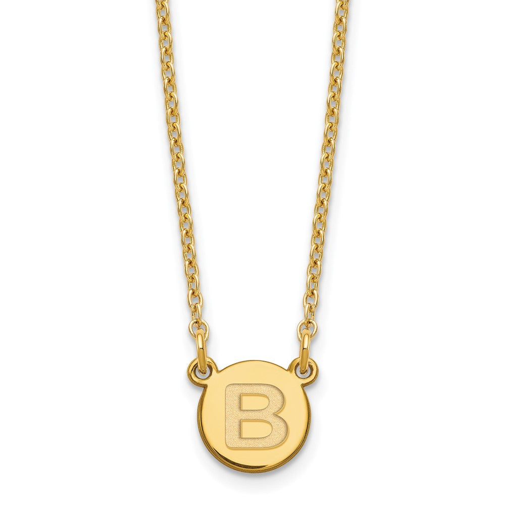 Sterling Silver Gold-plated Tiny Circle Block Letter B Initial Necklace XNA722GP_B