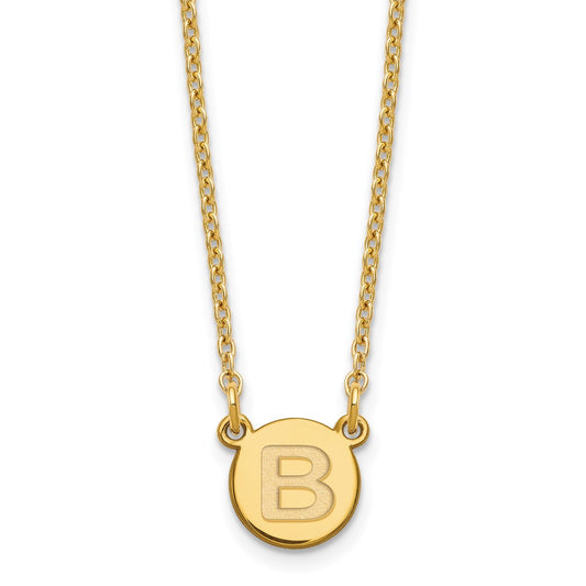 Sterling Silver Gold-plated Tiny Circle Block Letter B Initial Necklace XNA722GP_B