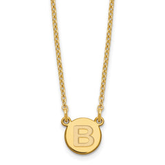 Sterling Silver Gold-plated Tiny Circle Block Letter B Initial Necklace XNA722GP_B
