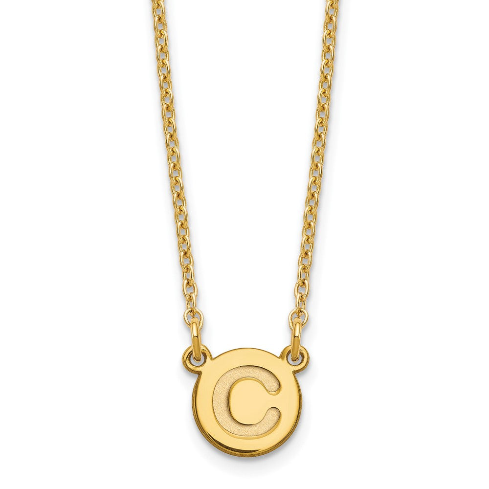 Sterling Silver Gold-plated Tiny Circle Block Letter C Initial Necklace XNA722GP_C