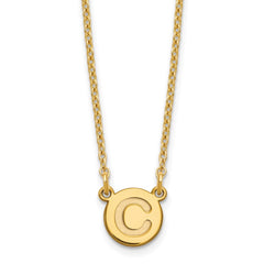 Sterling Silver Gold-plated Tiny Circle Block Letter C Initial Necklace XNA722GP_C