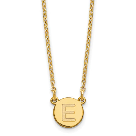 Sterling Silver Gold-plated Tiny Circle Block Letter E Initial Necklace XNA722GP_E