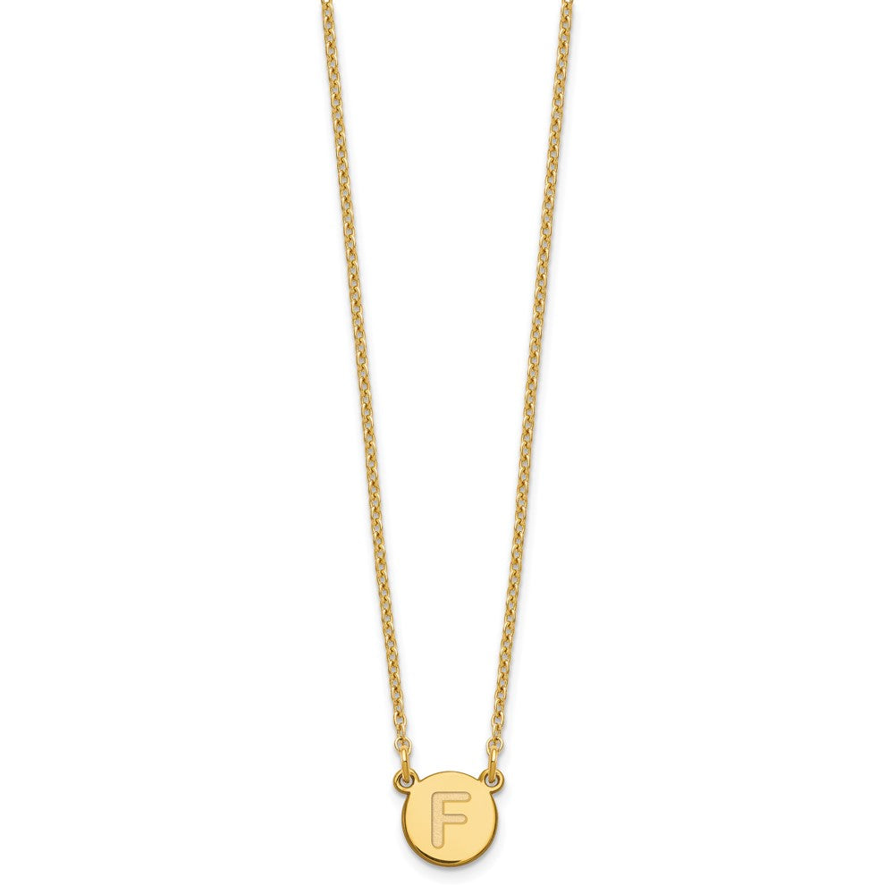 Sterling Silver Gold-plated Tiny Circle Block Letter F Initial Necklace XNA722GP_F