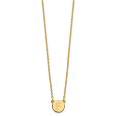 Sterling Silver Gold-plated Tiny Circle Block Letter F Initial Necklace XNA722GP_F