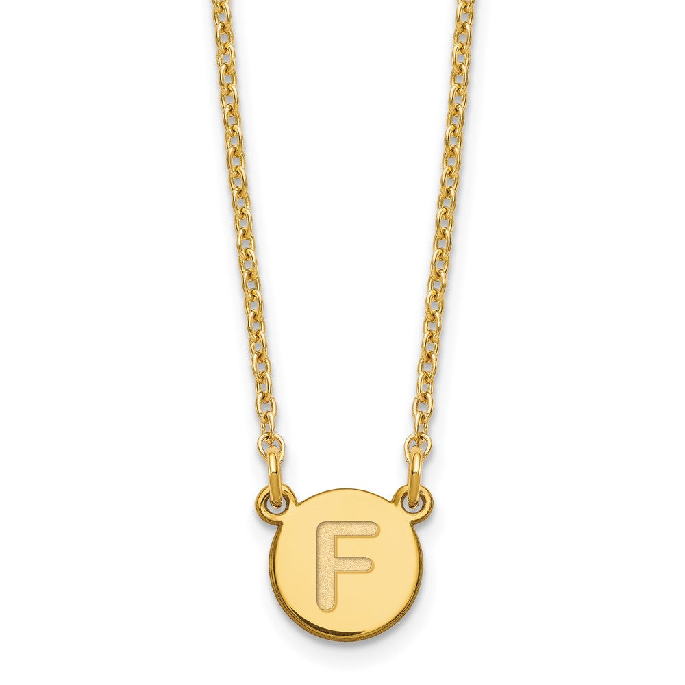 Sterling Silver Gold-plated Tiny Circle Block Letter F Initial Necklace XNA722GP_F