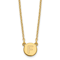 Sterling Silver Gold-plated Tiny Circle Block Letter F Initial Necklace XNA722GP_F