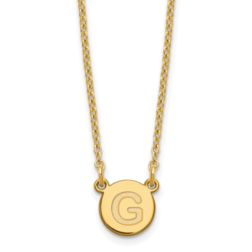 Sterling Silver Gold-plated Tiny Circle Block Letter G Initial Necklace XNA722GP_G