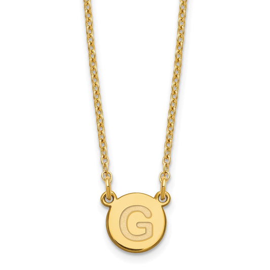 Sterling Silver Gold-plated Tiny Circle Block Letter G Initial Necklace XNA722GP_G
