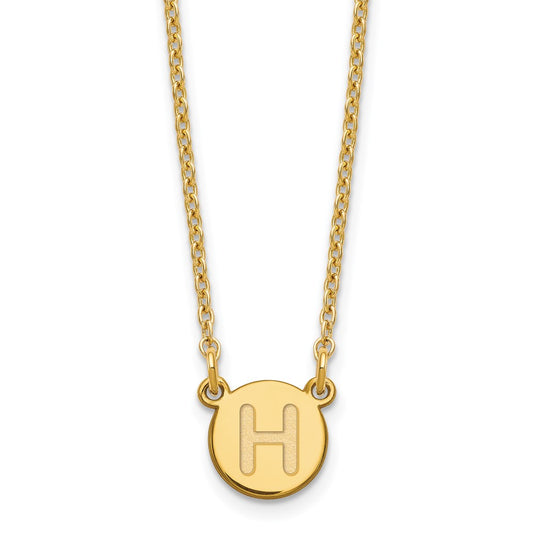 Sterling Silver Gold-plated Tiny Circle Block Letter H Initial Necklace XNA722GP_H