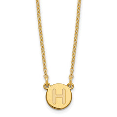Sterling Silver Gold-plated Tiny Circle Block Letter H Initial Necklace XNA722GP_H