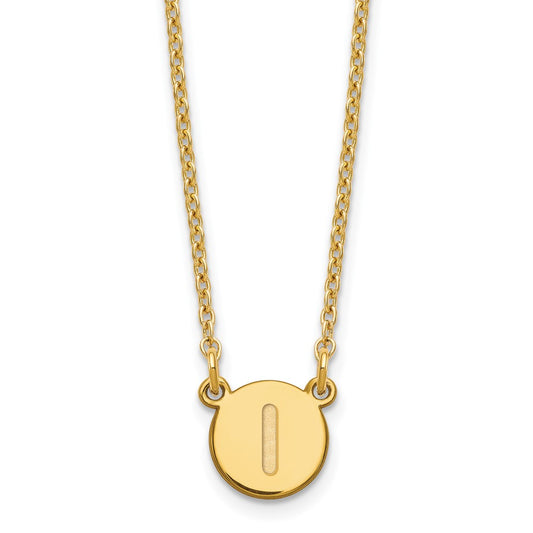 Sterling Silver Gold-plated Tiny Circle Block Letter I Initial Necklace XNA722GP_I