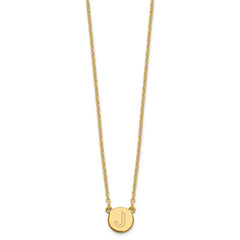 Sterling Silver Gold-plated Tiny Circle Block Letter J Initial Necklace XNA722GP_J