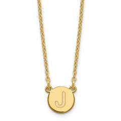 Sterling Silver Gold-plated Tiny Circle Block Letter J Initial Necklace XNA722GP_J