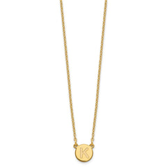 Sterling Silver Gold-plated Tiny Circle Block Letter K Initial Necklace XNA722GP_K