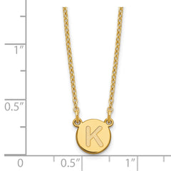 Sterling Silver Gold-plated Tiny Circle Block Letter K Initial Necklace XNA722GP_K