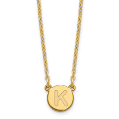 Sterling Silver Gold-plated Tiny Circle Block Letter K Initial Necklace XNA722GP_K