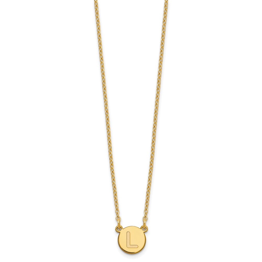 Sterling Silver Gold-plated Tiny Circle Block Letter L Initial Necklace XNA722GP_L