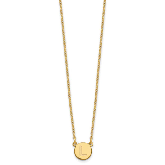 Sterling Silver Gold-plated Tiny Circle Block Letter L Initial Necklace XNA722GP_L