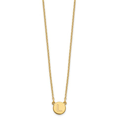 Sterling Silver Gold-plated Tiny Circle Block Letter L Initial Necklace XNA722GP_L