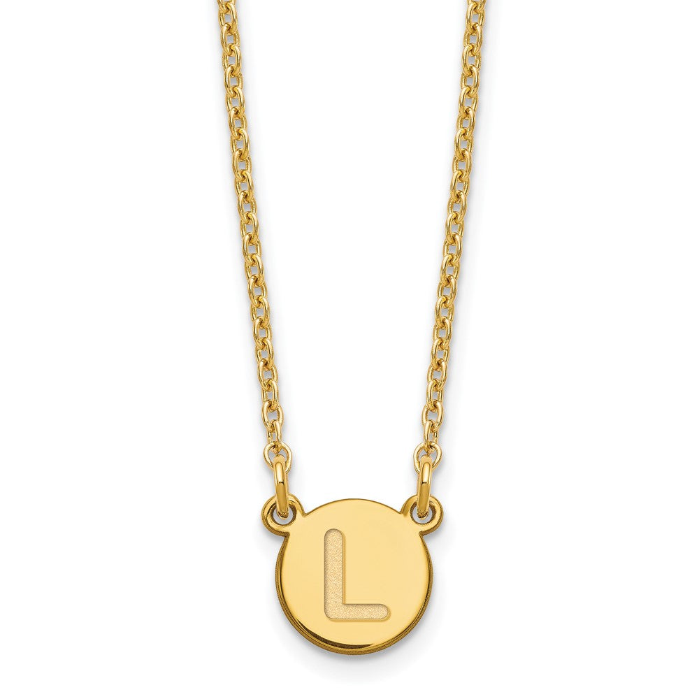 Sterling Silver Gold-plated Tiny Circle Block Letter L Initial Necklace XNA722GP_L